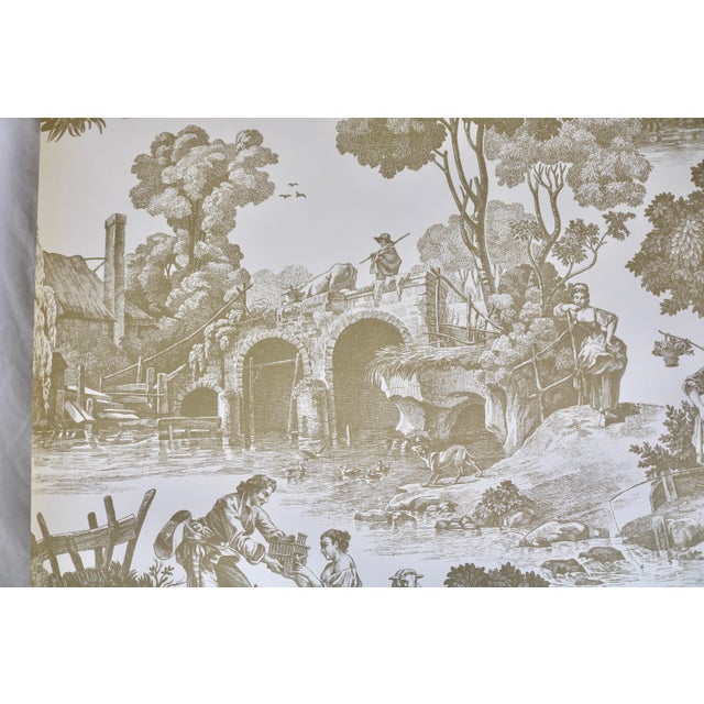 Schumacher Schumacher 18th Century Rural European Scenic Toile Wallpaper Gold on Cream For Sale - Image 4 of 7