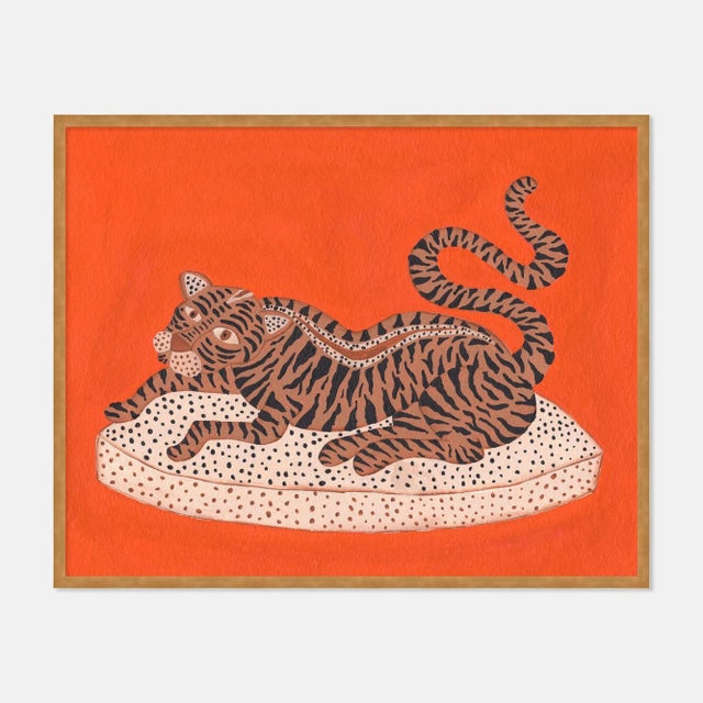 Willa Heart Andrew the Big Cat by Willa Heart in Gold Framed paper, Medium Art Print For Sale - Image 4 of 4