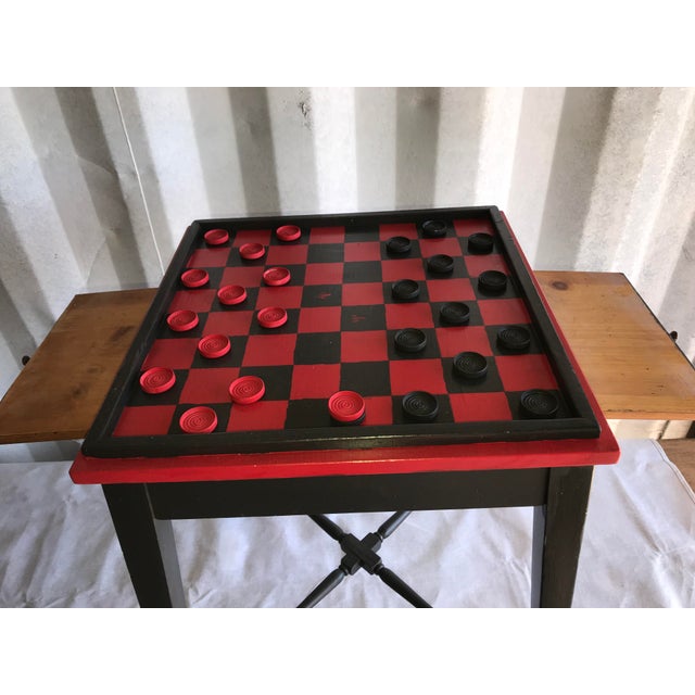 Hand Painted Checkerboard Game Table Chairish