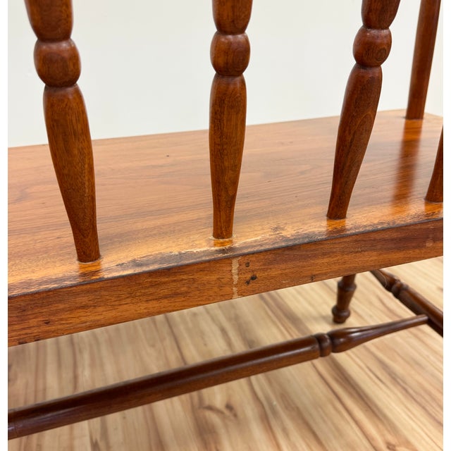 Vintage Amana Made Windsor Style Wood Spindle Back Bench For Sale - Image 11 of 12