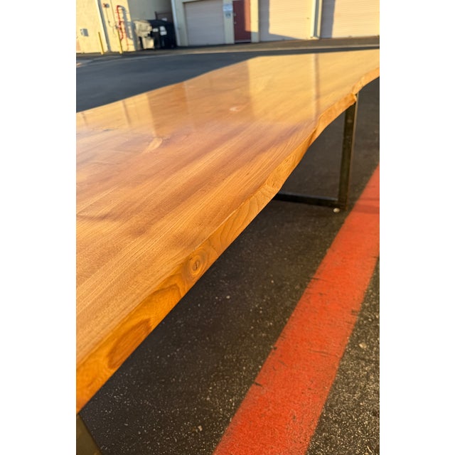 Large Urban Hardwoods Solid Wood Live Edge Dining / Conference Table With Steel Base For Sale - Image 13 of 18