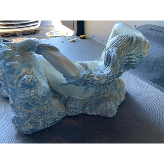 Vintage Mid Century Modern Sculptural Nude Mermaid Coffee Table and Dolphin For Sale - Image 9 of 18