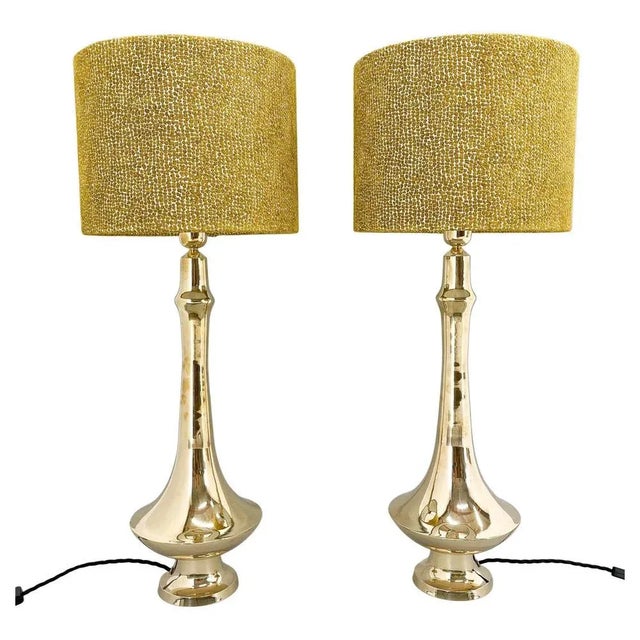 Tall Brass Table Lamps, 1950s, Set of 2 For Sale - Image 12 of 12