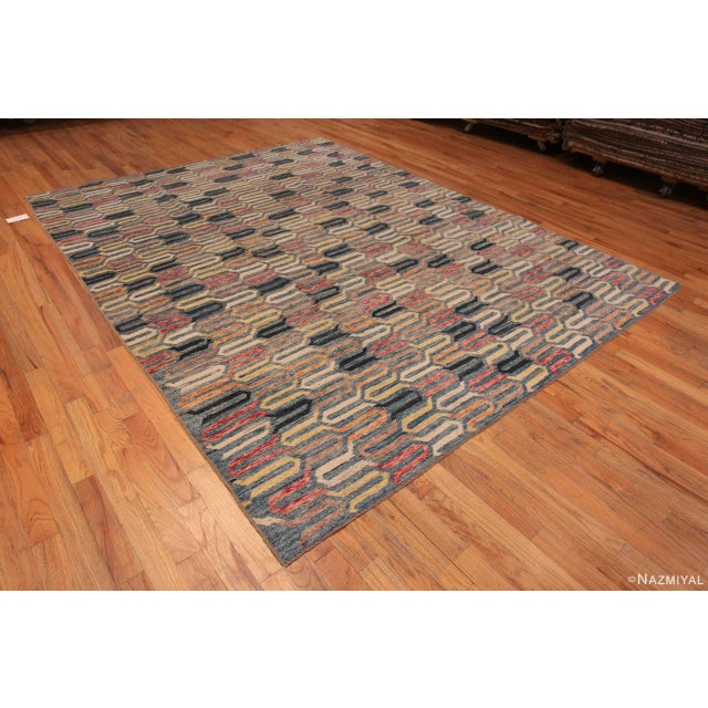 A Captivatingly Artistic And Richly Colored Geometric Pattern Modern Room Size Area Rug, Country of Origin: Central Asia,...