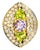 Late 20th Century 14K Gold Pave Champagne Diamond Amethyst Peridot Designer Ring, Size 7 For Sale