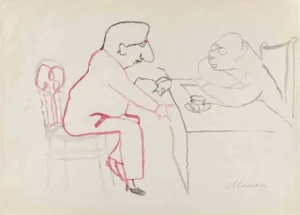 Mino Maccari, The Painter Giorgio De Chirico, Watercolor, 1950s