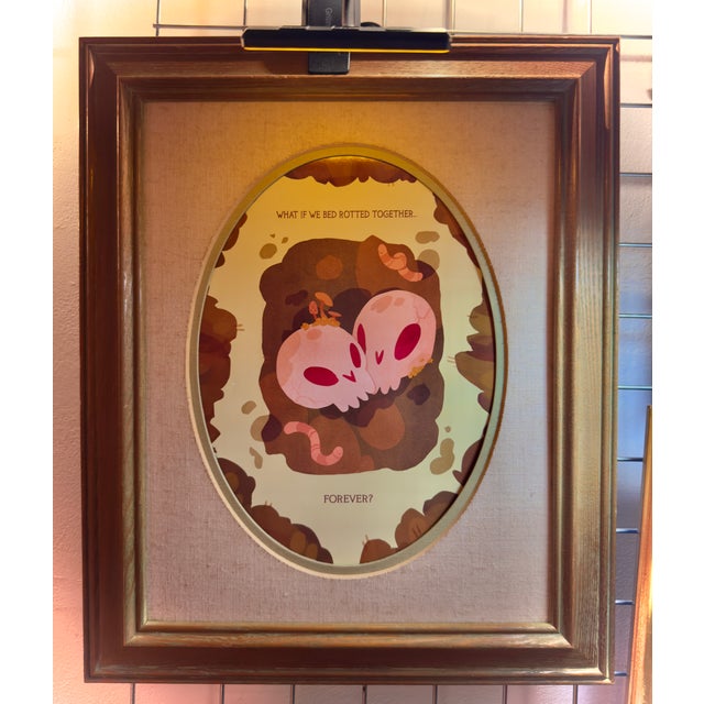 Cabin Limited Edition Giclee Print "Bed Rot" by Erin Rose Illustration With Antique Frame and Canvas Oval Mat For Sale - Image 3 of 6