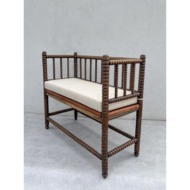 English Jacobean Style Bobbin Wood Bench, 1920s For Sale - Image 11 of 16