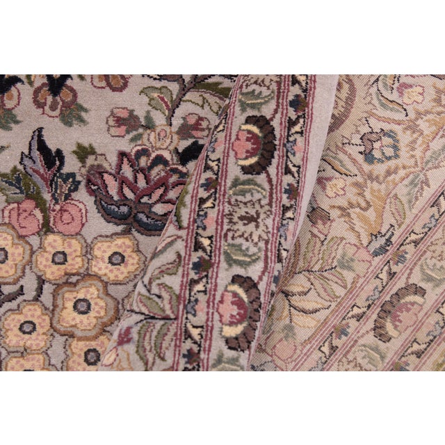 Textile Shabby Chic 1990's Botanical Nagi Pak-Persian Gray/Gray Wool Rug - 9'1'' X 12'5'' For Sale - Image 7 of 9