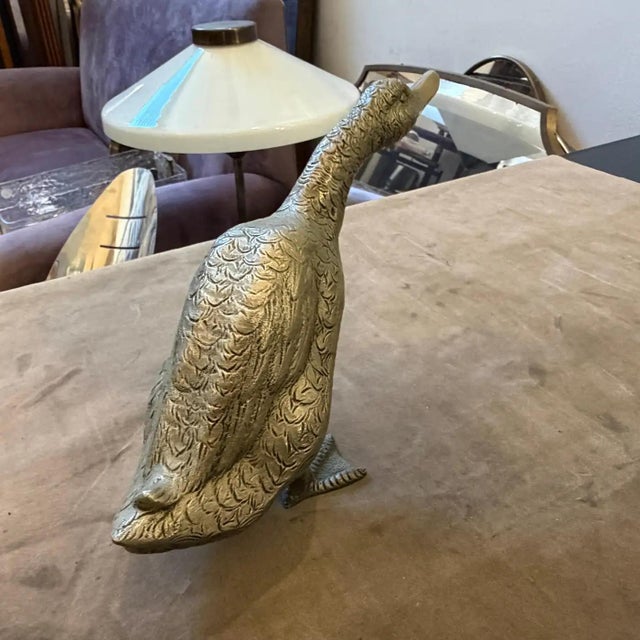 1980s Silver Plated Sculptured Duck Paperweight by Gucci For Sale - Image 12 of 13