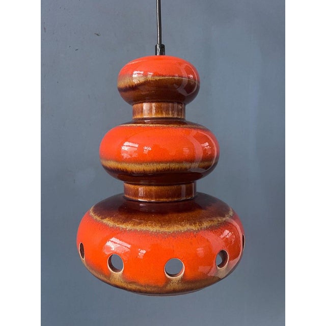 Red Ceramic Pendant Lamp, West Germany For Sale - Image 12 of 13