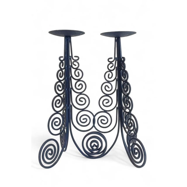 Large Spanish Cortijo Style Black Forged Iron Candelabras, Spain, 1970s, Set of 2 For Sale - Image 13 of 18