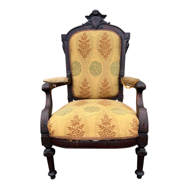 Antique Eastlake Victorian Renaissance Revival Open Armchair. 19th Century For Sale