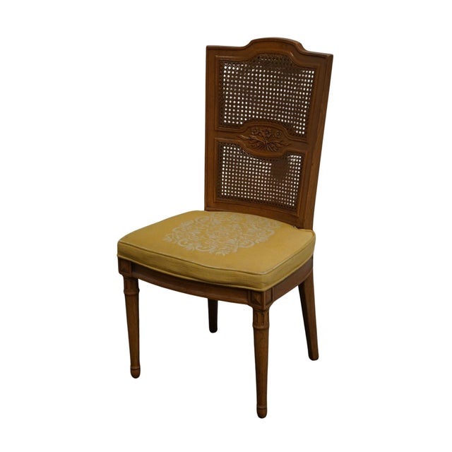 HENREDON FURNITURE Walnut Italian Mediterranean Cane-Back Dining Chair 38" High 20.5" Wide 22" Deep Seat: 18" High We...
