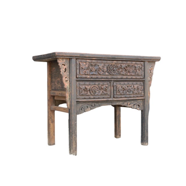 Antique Hand Carved Antique Shanxi Console Table For Sale - Image 4 of 8
