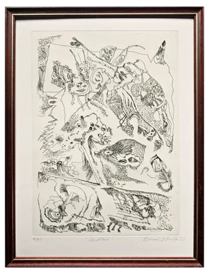 Bernard Schultze, Drollerie, Etching, Framed