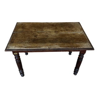 Bobbin Leg and Scrubbed Top Dining Table in Dark Oak, 1940s For Sale