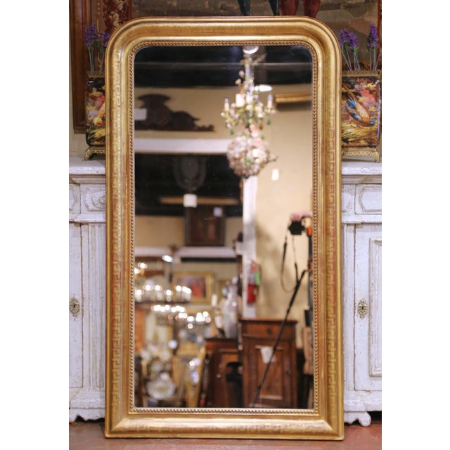 Mid 19th Century 19th Century French Louis Philippe Gilt Wall Mirror With Greek Key Decor For Sale - Image 5 of 7