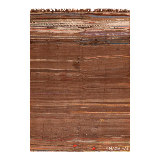 Nazmiyal Collection Vintage Brown Moroccan Kilim Rug For Sale