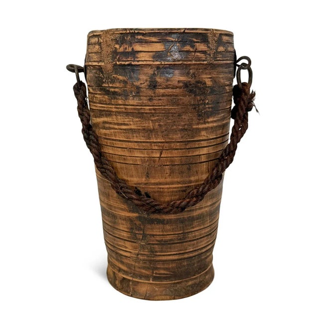 Vintage India Wood Water Pot For Sale - Image 4 of 5