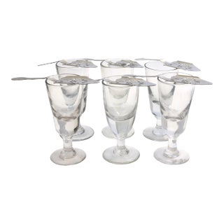 French Absinthe Glasses W/Wpoons, 12Pcs For Sale