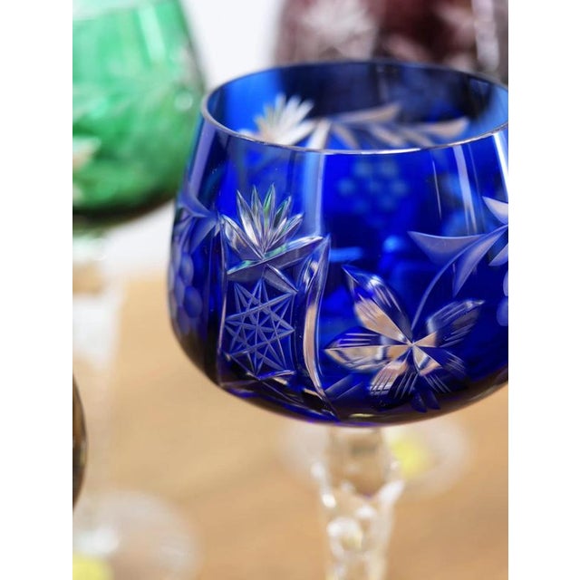 Colored Crystal Wine Glasses, Set of 6 For Sale - Image 3 of 10
