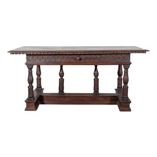 Early 17th-Century Lombard Louis XIV Walnut Table with Baluster Legs For Sale
