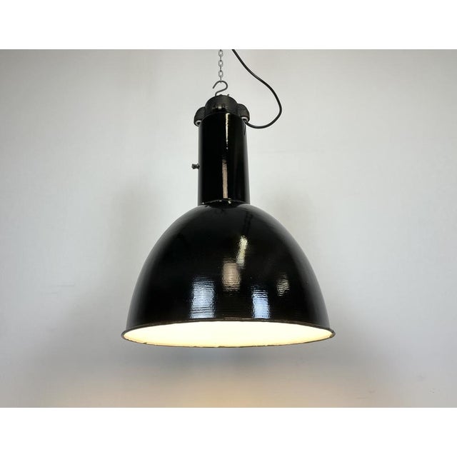 Vintage Industrial Bauhaus Black Enamel Pendant Lamps from Elektrosvit, 1960s, Set of 4 For Sale - Image 13 of 14