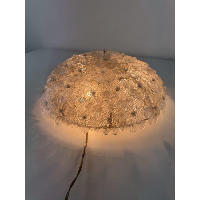 Three-Light Murano Glass Ceiling Lamp in the style of Ercole Barovier, 1940s For Sale - Image 6 of 10