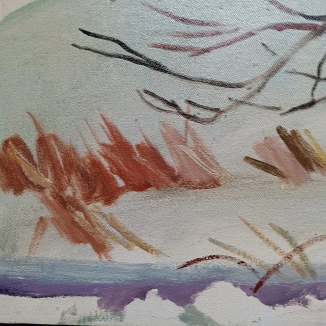 This is an original David Beynon Pena abstract winterscape which feels like snow is in the air.