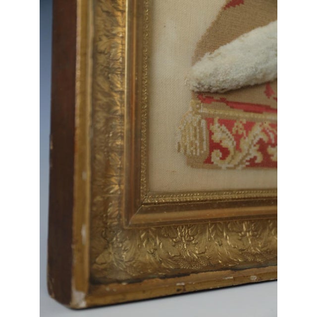 Large Framed 19th Century Folk Art Woolwork of a King Charles Spaniel on a Cushion For Sale - Image 8 of 15