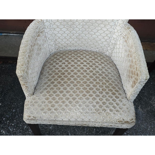 Hickory Chair Furniture Company Late 20th Century Pair Hickory Chair Mto Zoffany Ocelot Velvet Upholstered and Walnut Armchairs For Sale - Image 4 of 11