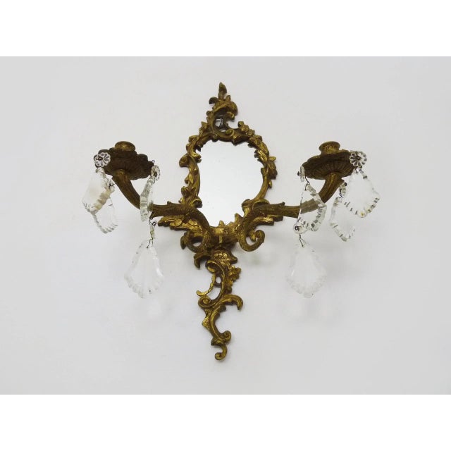Mirror Wall Light with Candleholders in Gilded Bronze, 1960s For Sale - Image 6 of 11