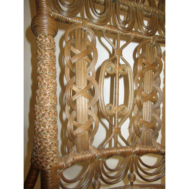 Wood 19th Century Heywood Bros. And Wakefield Co. Natural Wicker Swivel Piano Chair For Sale - Image 7 of 13