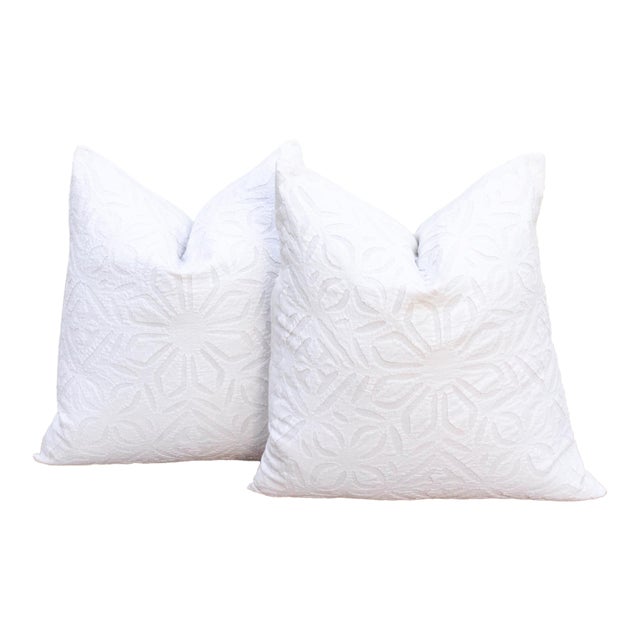 Diamond Weave, Pair of Appliqué Pillow Covers For Sale