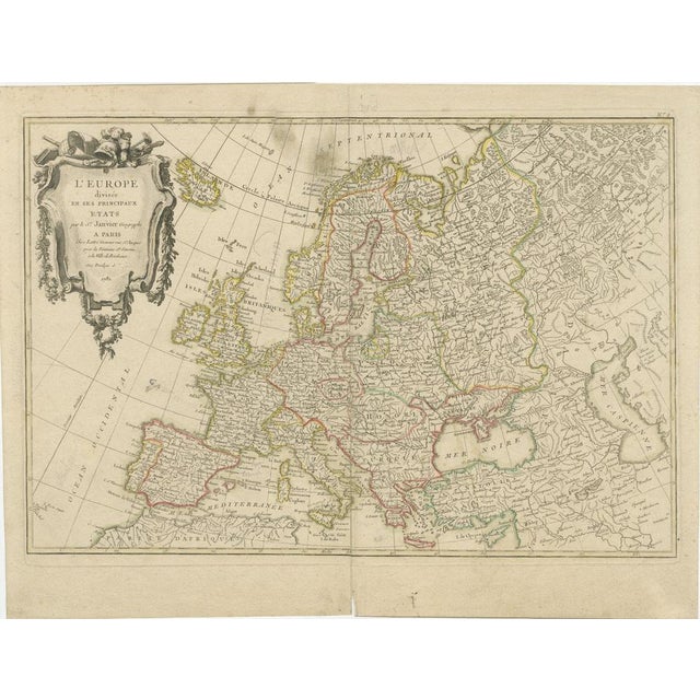 This is a historical map of Europe titled "L'Europe divisee en ses Principaux Etats," created by Jean Denis Janvier in...