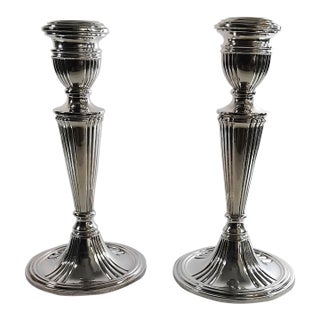 1950s Spanish Mid-Century . Sterling Silver Candlesticks by Montejo - A Pair For Sale