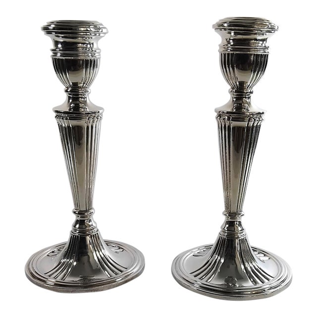 1950s Spanish Mid-Century . Sterling Silver Candlesticks by Montejo - A Pair For Sale