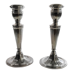 1950s Spanish Mid-Century . Sterling Silver Candlesticks by Montejo - A Pair