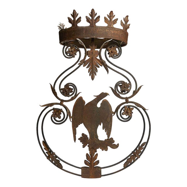Antique 18th Century Wrought Iron Sign with Eagle For Sale