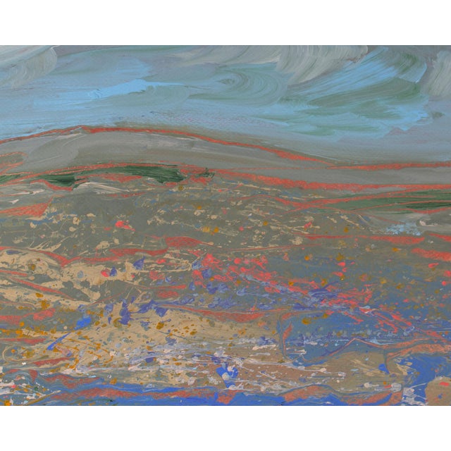 1980s “Blue Range” Abstract Acrylic Landscape Painting by Harry Hilson For Sale - Image 4 of 8