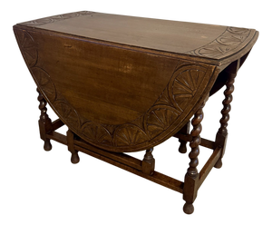 Antique Oak Drop Leaf Dining Table, 1920s