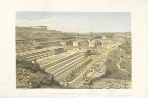 W. Simpson, Illustration of Docks at Sebastopol, Crimean War, 1855, Print