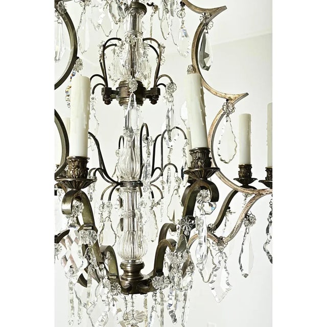 French Massive French 19th Century Brass & Crystal Chandelier For Sale - Image 3 of 12
