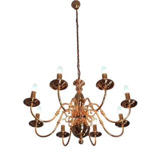 Polished Brass 8-Arm Chandelier For Sale