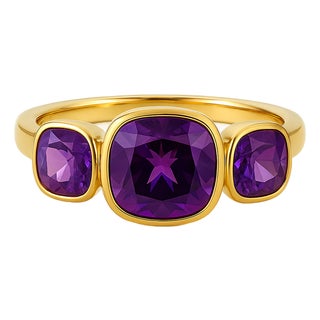 Natural Amethyst Stacking Ring in 925 Sterling Silver Us 7 For Sale