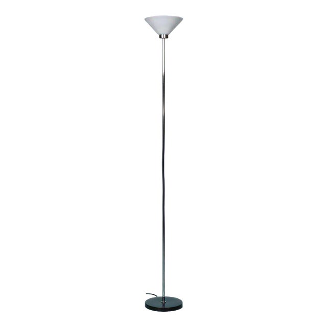 Vintage Floor Lamp in Frosted Glass and Chrome For Sale
