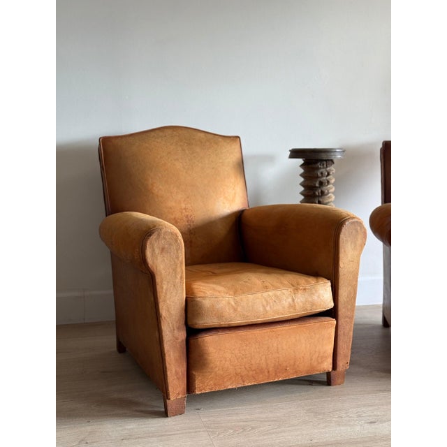 Vintage Pair of French Leather Moustache Chairs For Sale - Image 12 of 18