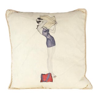 A Day at the Beach Linen Pillow For Sale