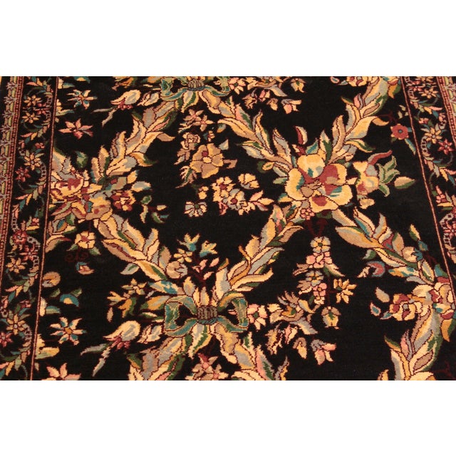Shabby Chic 1990's Trellis Abusson Pak-Persian Black/Gold Wool Rug - 3'0'' X 4'11'' For Sale - Image 4 of 9